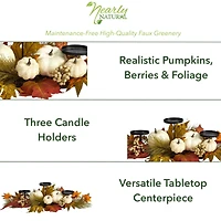 22" Pumpkin And Maple Leaf Autumn Candelabrum Arrangement