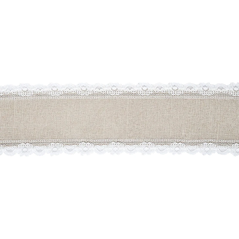 2.5" x 3yd. Faux Linen & Lace Wired Ribbon by Celebrate It™