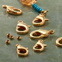 12 Pack: Gold Lobster Clasps & Crimp Beads by Bead Landing™