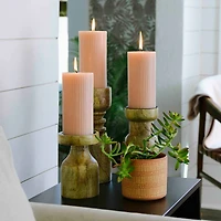 Hello Honey® Turned Wood Pillar Candle Holders Set