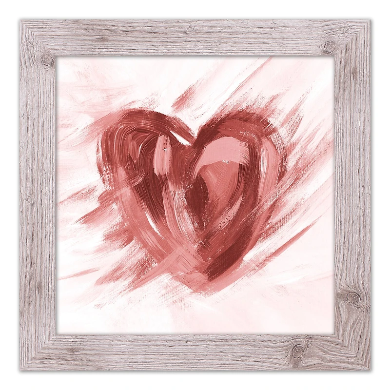 Abstract Painted Heart 16" x 16" Western White Framed Print
