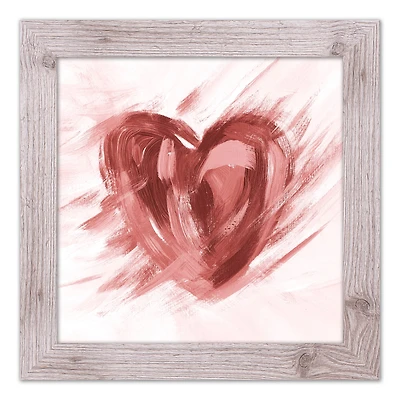 Abstract Painted Heart 16" x 16" Western White Framed Print