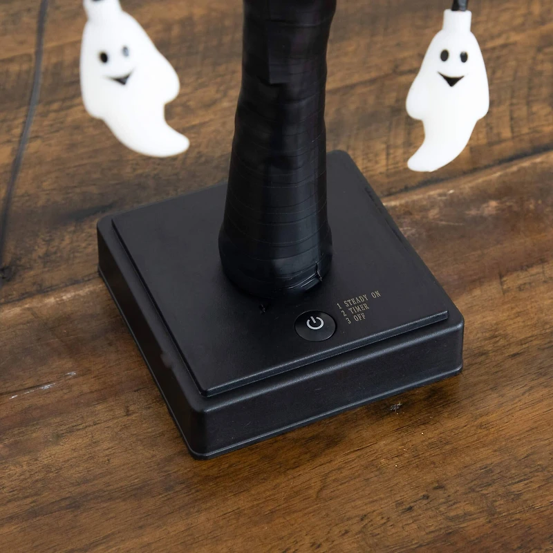 2ft. Pre-Lit Artificial Halloween Ghost Twig Tree with 24 Purple LED Lights