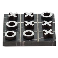 Black Marble & Aluminum Contemporary Tic-Tac-Toe Game Set