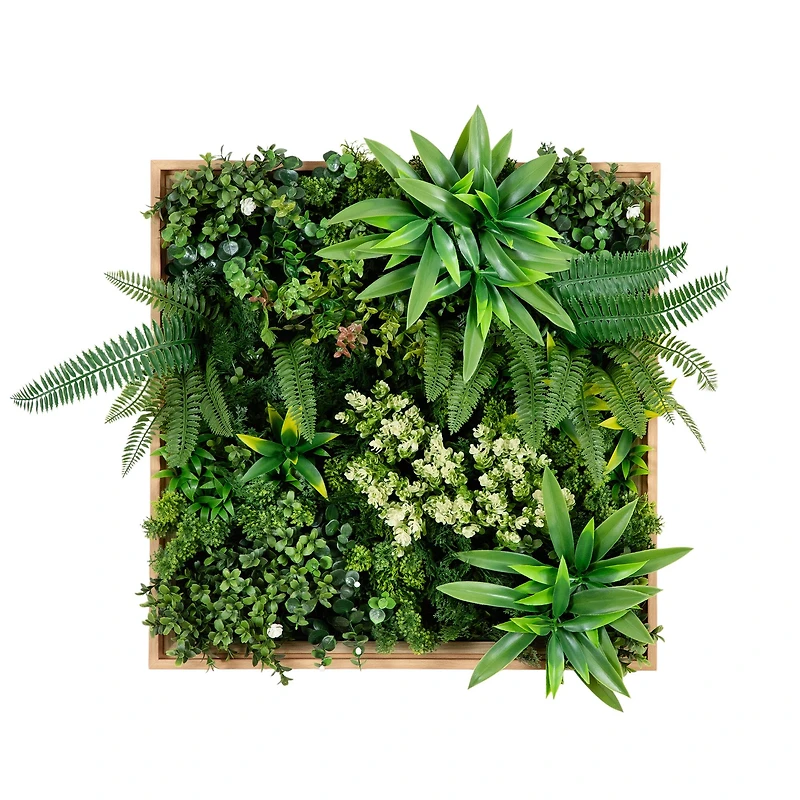 20" Framed Queensland Rainforest Artificial Living Wall Art Panel