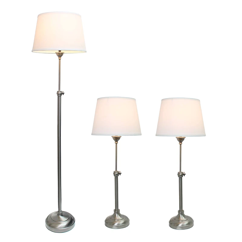 Lalia Home Brushed Nickel Extendable Lamp Set