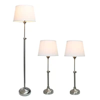 Lalia Home Brushed Nickel Extendable Lamp Set
