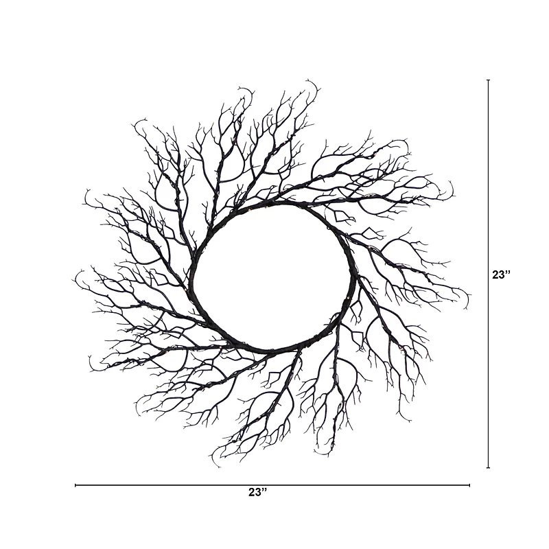23" Pre-Lit Halloween Black Wreath