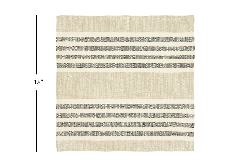 Hello Honey® Taupe, Black & Cream Stripes Cotton Woven Napkin Set