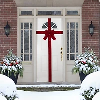 14ft. Pre-Lit Battery Operated Red Velvet Christmas Door Bow