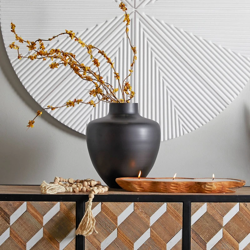 The Novogratz Black Glass Vase 12" x 12" x 13"