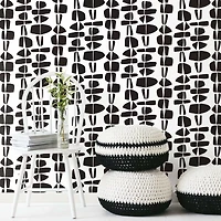 RoomMates Black Stacked Stones Peel & Stick Wallpaper