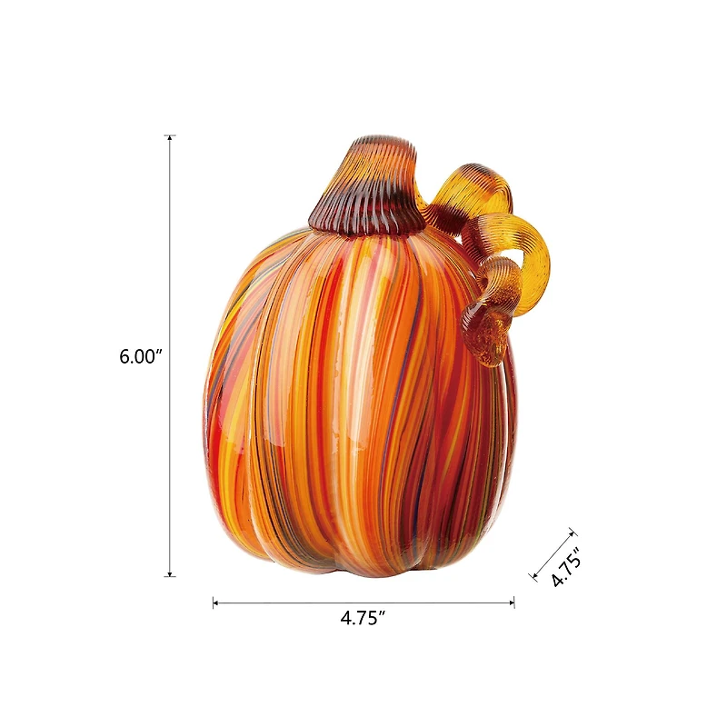 Glitzhome® 5.5" Multi Striped Glass Pumpkin