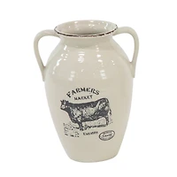 Set of 3 White Porcelain Farmhouse Vase, 8" x 10"