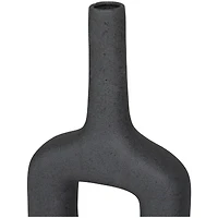 CosmoLiving by Cosmopolitan Black Ceramic Donut Shaped Vase Set of 2 16", 13"