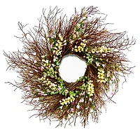 24" Spring Light Pink & Cream Forsythia Wreath