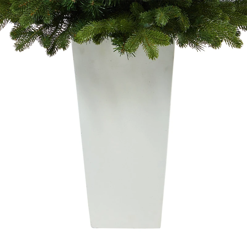 3.5ft. Pre-Lit Washington Fir Artificial Christmas Tree In Tower Planter, Clear Lights