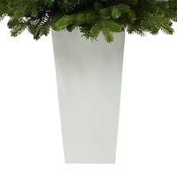 3.5ft. Pre-Lit Washington Fir Artificial Christmas Tree In Tower Planter, Clear Lights