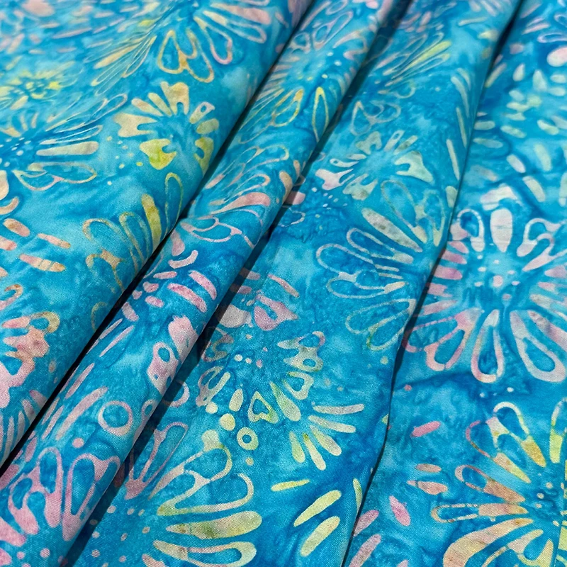 Feldman Premium Indonesian Batik Turquoise Tie Dye Daisy Fabric