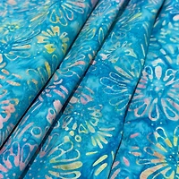 Feldman Premium Indonesian Batik Turquoise Tie Dye Daisy Fabric