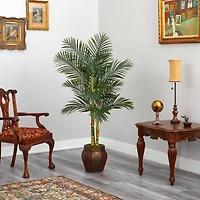 5.5ft. Golden Cane Artificial Palm Tree in Decorative Planter