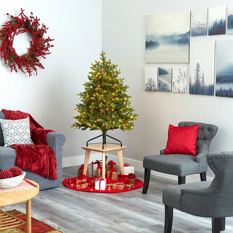 4ft. Pre-Lit North Carolina Fir Artificial Christmas Tree, Clear LED Lights