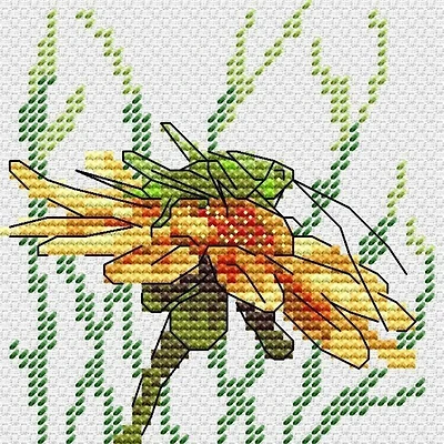 MP Studia Grasshopper On Coneflower Counted Cross Stitch Kit