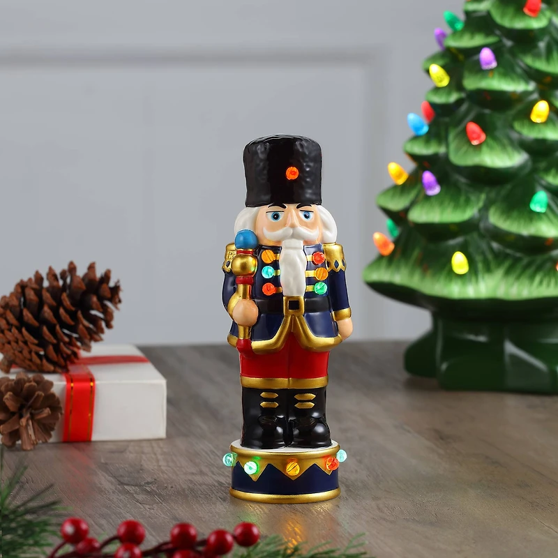 8" Illuminated Nostalgic Ceramic Nutcracker