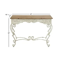 White Farmhouse Metal Console Table, 32" x 42"