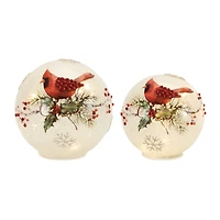 LED Frosted Cardinal Berry Globes Set