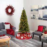 6.5ft. Pre-Lit Green Valley Pine Artificial Christmas Tree, Warm White LED Lights