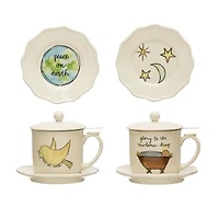 Hello Honey® Stoneware Mug with Saucer, Strainer & Lid Set
