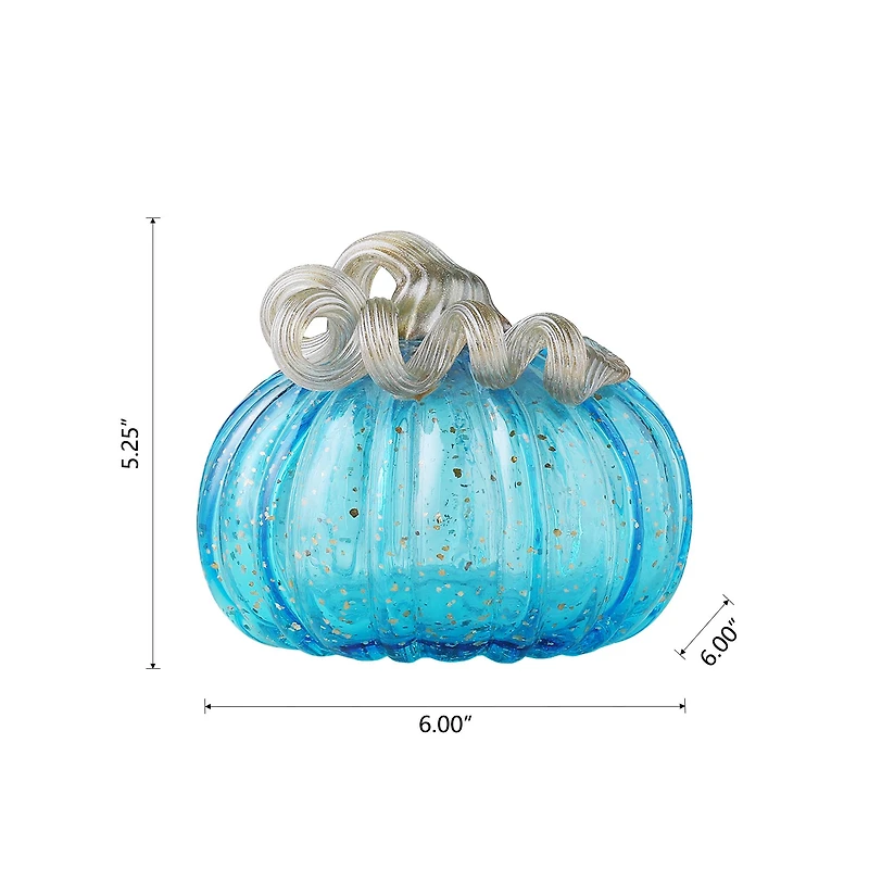 Glitzhome® Small Glass Pumpkin, Blue