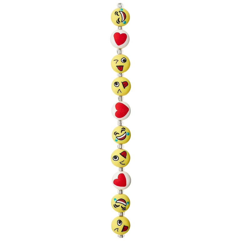 12 Packs: 10 ct. (120 total) Emoji Face Resin Round Beads, 11mm by Bead Landing™