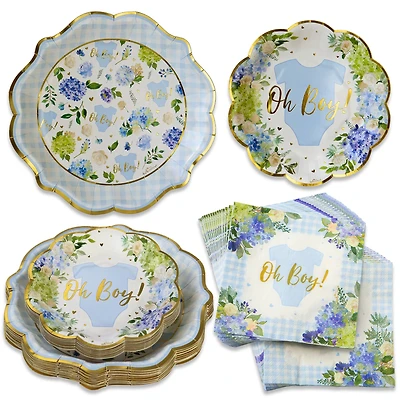 Kate Aspen® Blue Baby Shower Onesie Floral Tableware Set