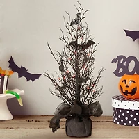 Glitzhome® 20" Lighted Halloween Bats Table Tree Decor