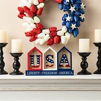 Glitzhome® 13" Liberty, Freedom, America House-Shaped Tabletop Décor