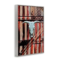 Stupell Industries Patriotic Cow Skull Framed Giclee Art