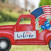 Glitzhome® 23.5" Americana Red Truck Metal Yard Stake