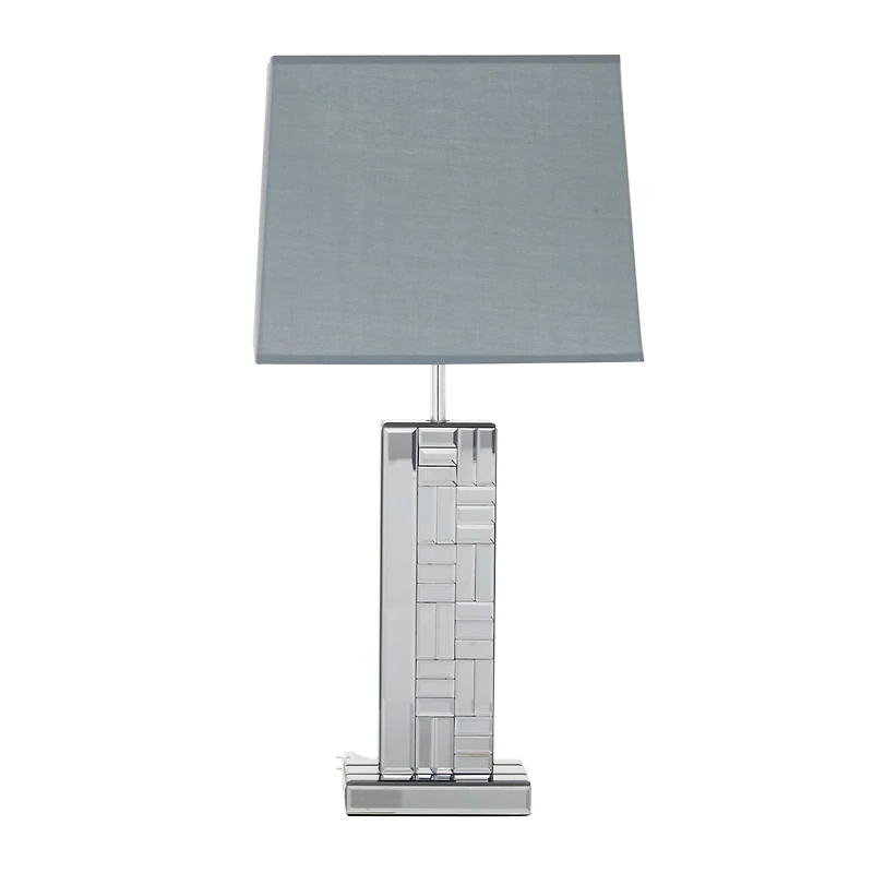 30" Silver Glass Mirror Glam Table Lamp