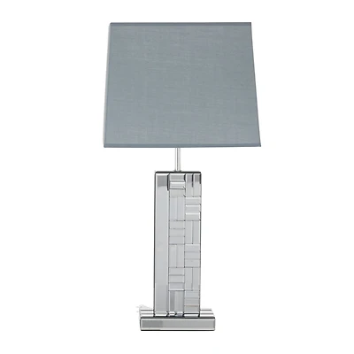 30" Silver Glass Mirror Glam Table Lamp