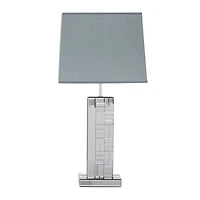 30" Silver Glass Mirror Glam Table Lamp