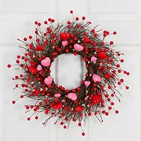 18in. Artificial Valentine's Day Heart & Berry Twig Wreath