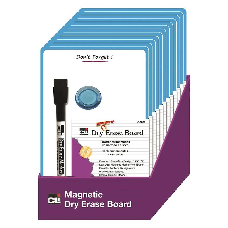 Charles Leonard 6.25" x 9" Blue Frame Magnetic Dry Erase Board Set, 12ct.