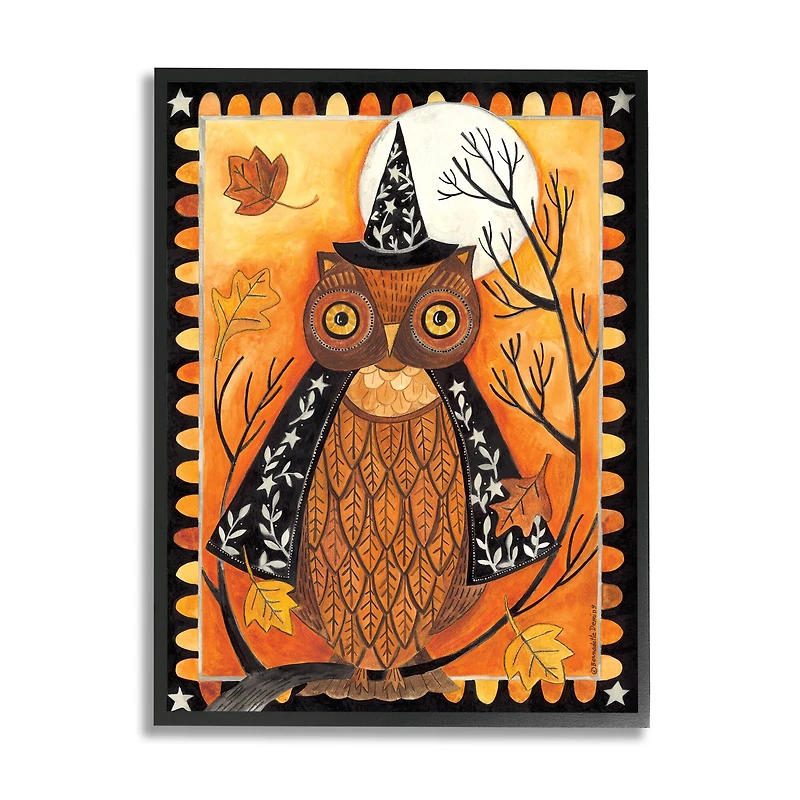 Stupell Industries Seasonal Autumn Owl Moonlit Night Framed Giclee Art