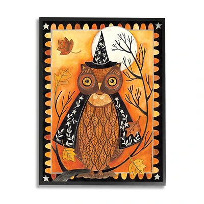 Stupell Industries Seasonal Autumn Owl Moonlit Night Framed Giclee Art