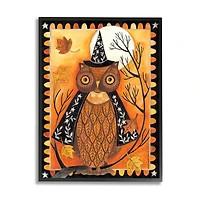 Stupell Industries Seasonal Autumn Owl Moonlit Night Framed Giclee Art