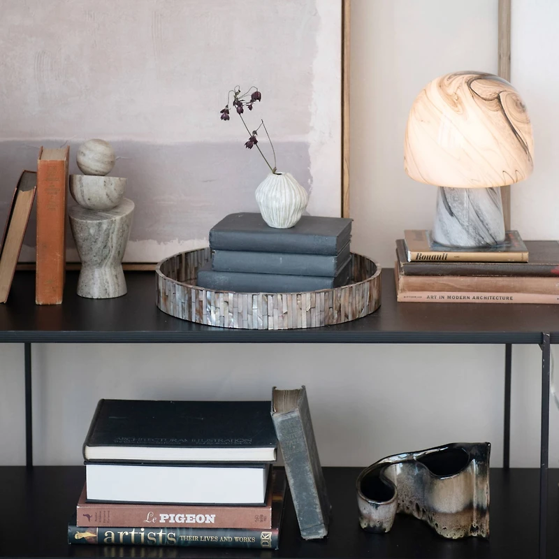 Hello Honey® 9.5" Gray & Brown Geometric Marble Décor