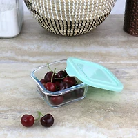 Martha Stewart Square Glass Food Storage Container with Mint Lid