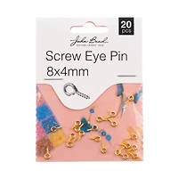 John Bead Must Have Findings 8mm x 4mm Screw Eye Pins